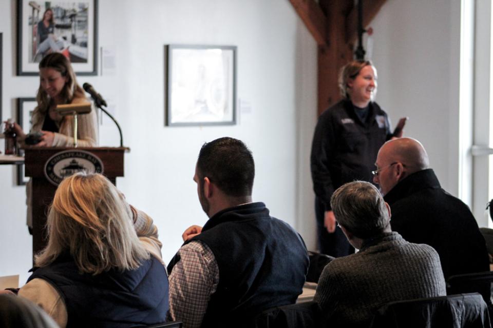 Emergency Management Division Chief, Geneva Schaffle discusses the tabletop exercise.