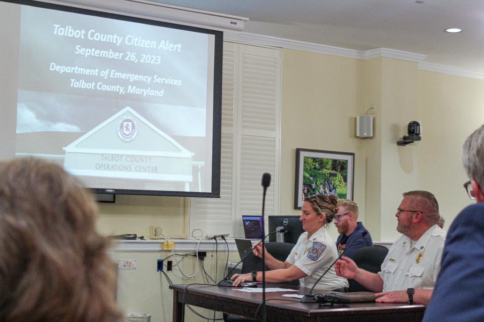 Department of Emergency Services gives presentation on Talbot Alerts.