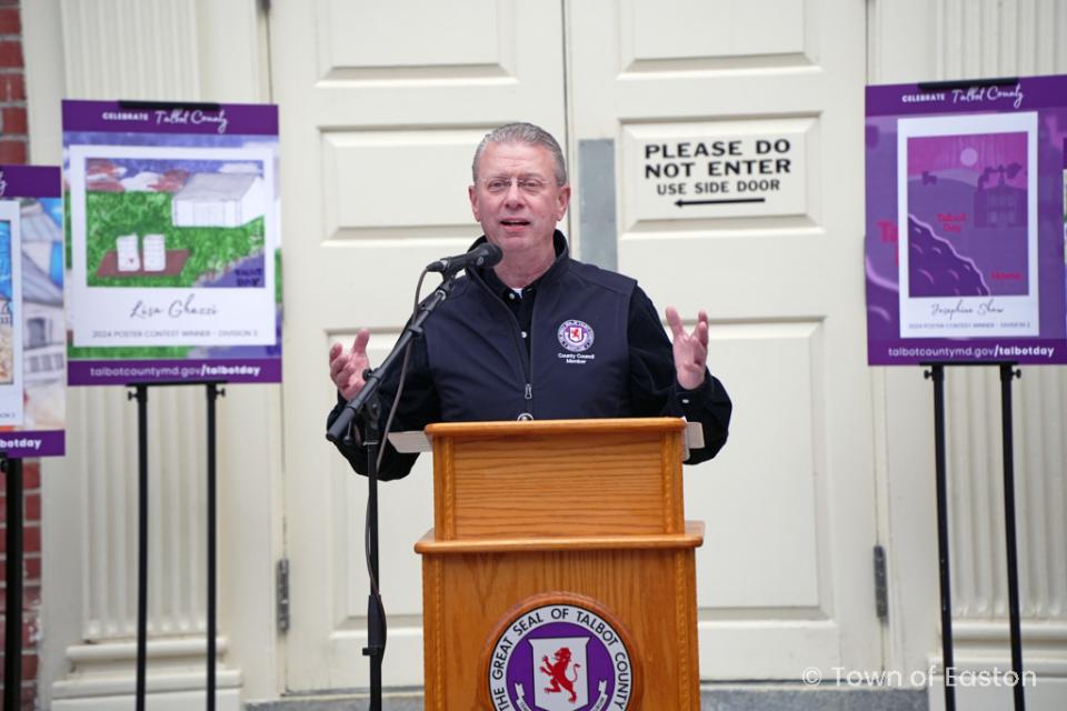 Council President Chuck Callahan welcomes everyone to Talbot Day, Photo Courtesy of Town of Easton.