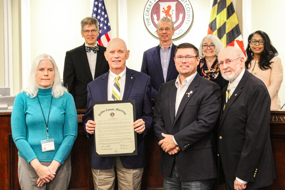 The Talbot County Free Library and the Tench Tilghman Chapter of the Sons of the Revolution accept a proclamation declaring October 19 – 24, 2024 Tench Tilghman Week.