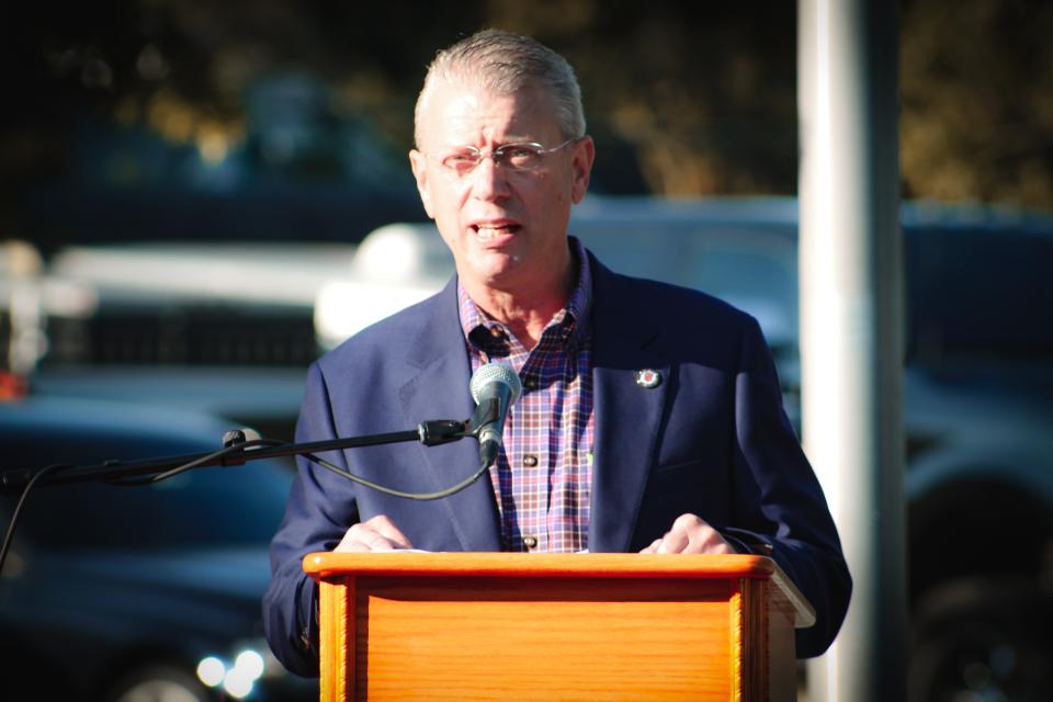 Talbot County Council President Chuck Callahan provides opening remarks during the 9/11 Day of Service and Remembrance event located in Easton, MD.