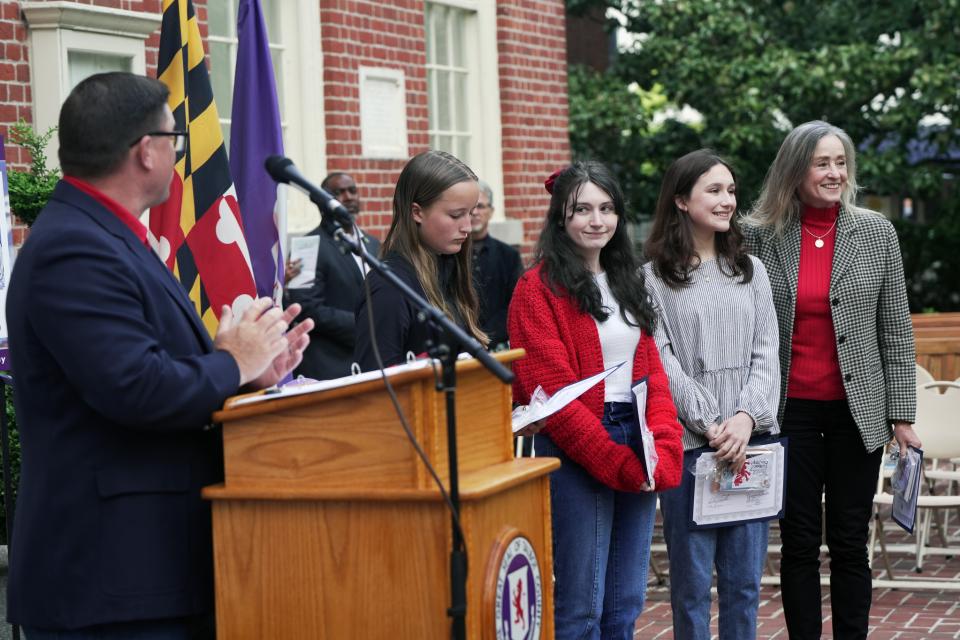 2024 Poster Contest winners stand for appreciation during 2024 Talbot Day.