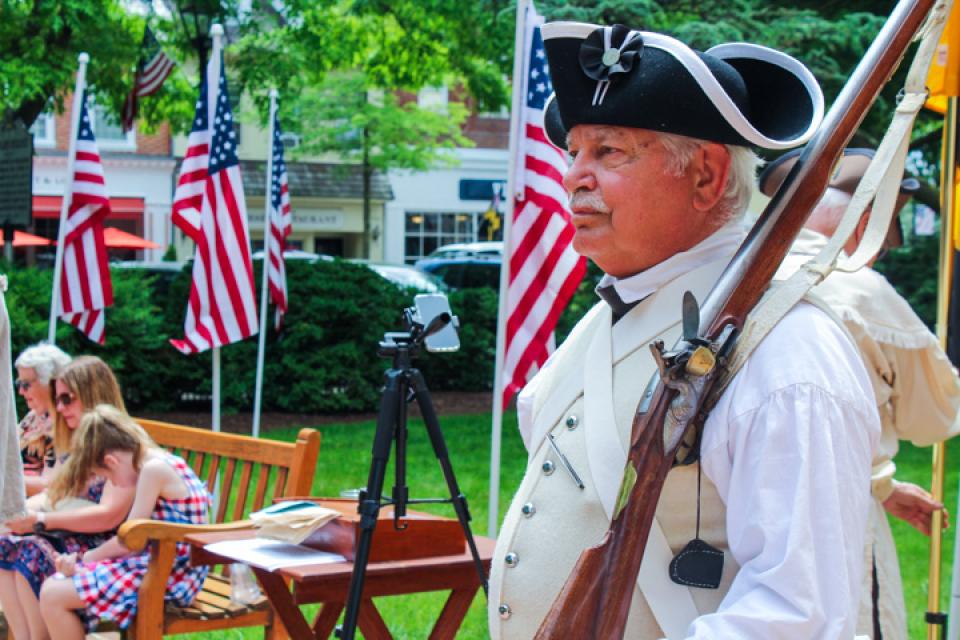 Color Guard presented the Calvert family flag during the ceremony, which was used as the Maryland flag at the time.