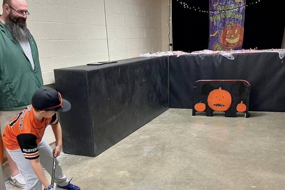 Child tries to score a goal during 2023 Boonanza.