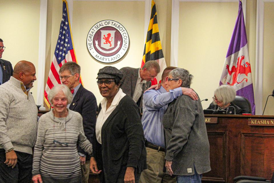 Upper Shore Aging board members and staff join Bill Shrieve in celebration.